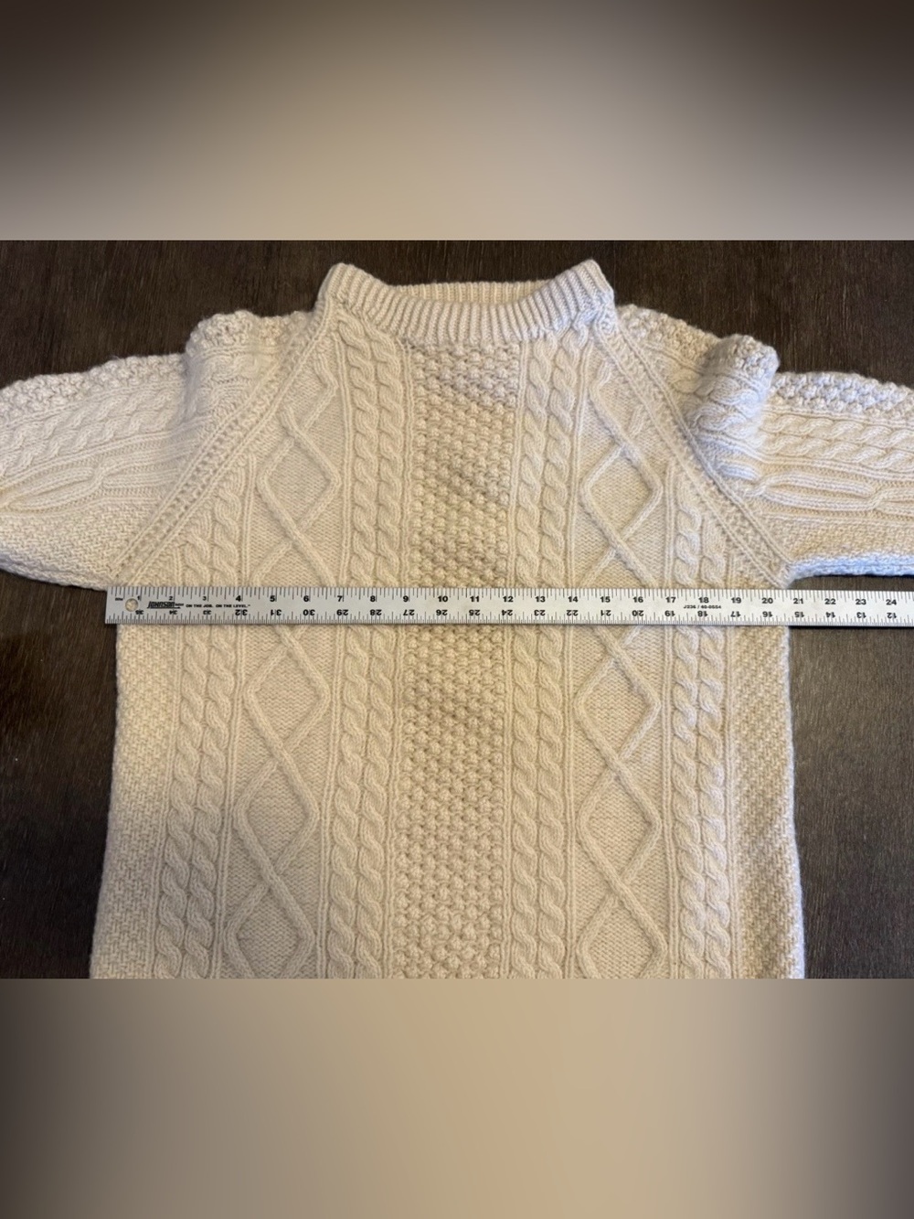 Vintage Cladyknit Irish Cableknit Fisherman Cream Wool Sweater Size Med/Large - Picture 5 of 5